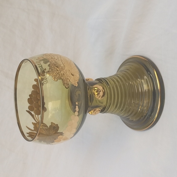 Vintage  Rhine Roemer Wine Glass Green Gold Beehive Souvenir Germany - Picture 2 of 10